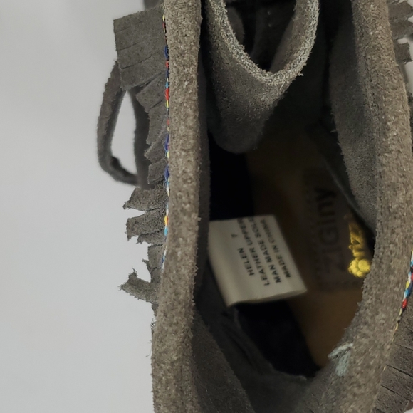 Ziginy Grizzleez Helen Gray leather suede Moccasin wedges women's size 7 - Picture 12 of 15